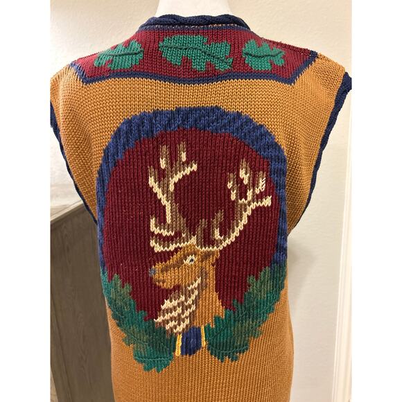 Traditional Trading Co | Vintage Deer Knit Button Front Vest | Small - Picture 12 of 14